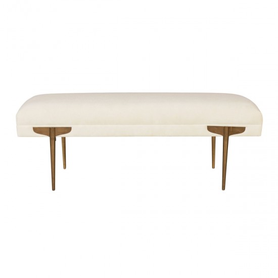 TOV Furniture Brno White Waived Velvet Bench