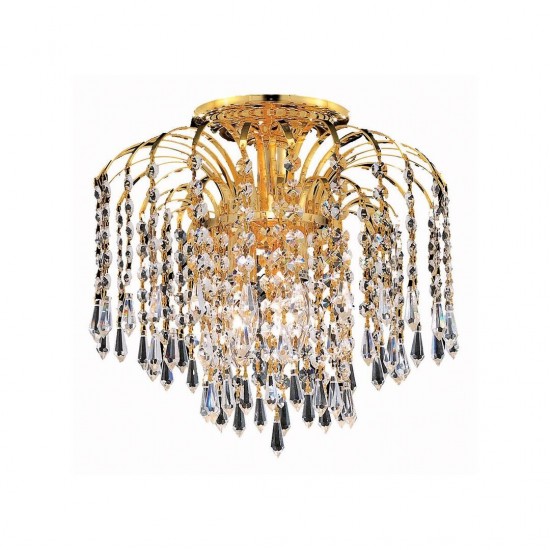 Elegant Lighting Falls 4 Light Gold Flush Mount Clear Royal Cut Crystal