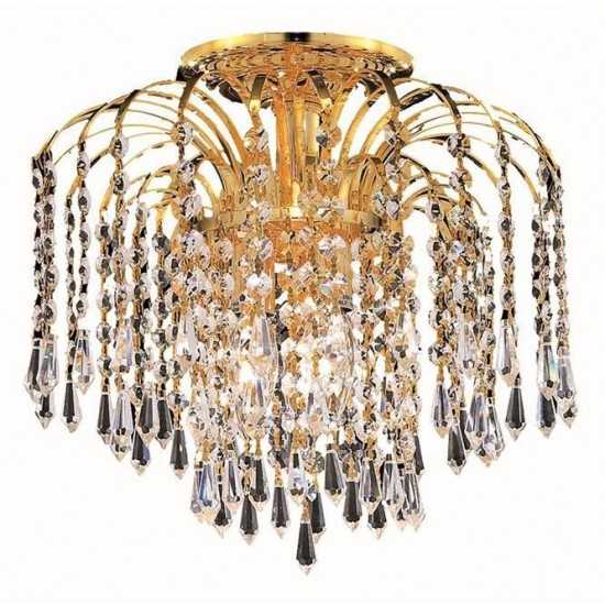 Elegant Lighting Falls 4 Light Gold Flush Mount Clear Royal Cut Crystal