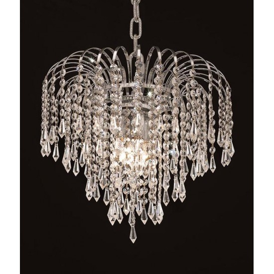 Elegant Lighting Falls 3 Light Chrome Pendant Clear Elegant Cut Crystal