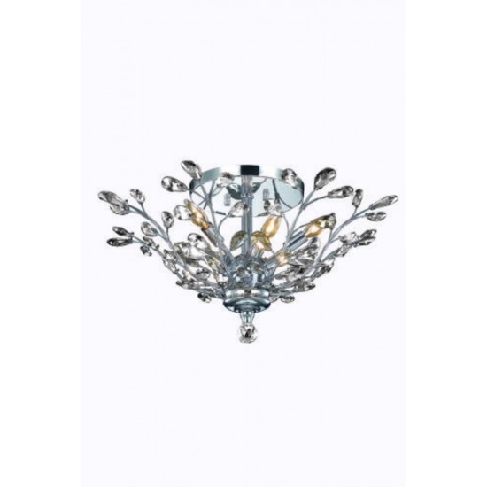 Elegant Lighting Orchid 6 Light Chrome Flush Mount Clear Swarovski Elements Crystal