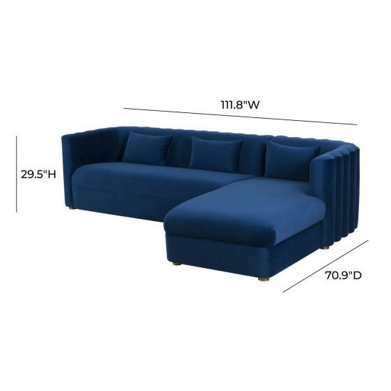 TOV Furniture Callie Navy Velvet Sectional - RAF