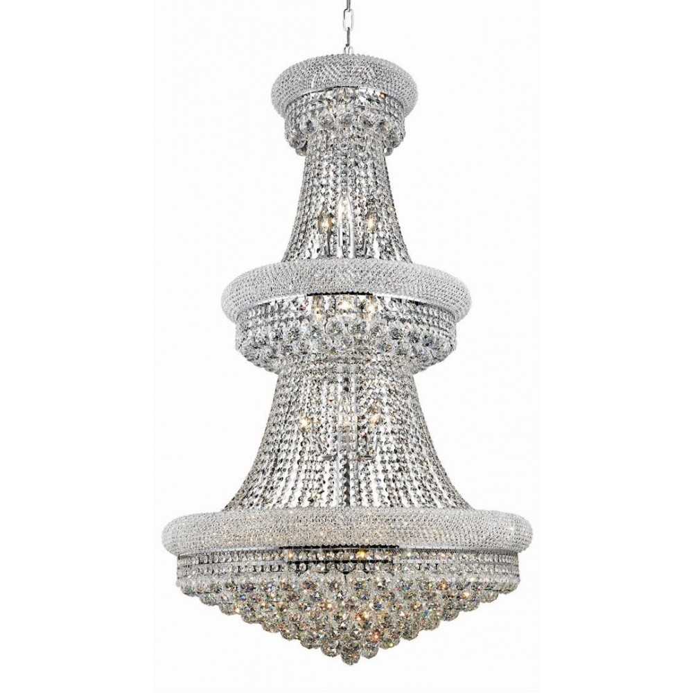 Elegant Lighting 1800 Primo Collection Chandelier D:30In H:50In Lt:32 Chrome Finish (Royal Cut Crystals)