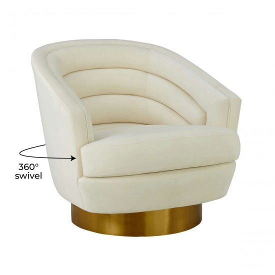 TOV Furniture Canyon Cream Velvet Swivel Chair