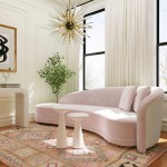 TOV Furniture Carla Blush and Cream Velvet Sofa