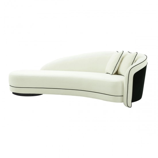 TOV Furniture Carla Cream and Black Velvet Sofa