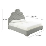 TOV Furniture Carolina Grey Velvet Bed in King