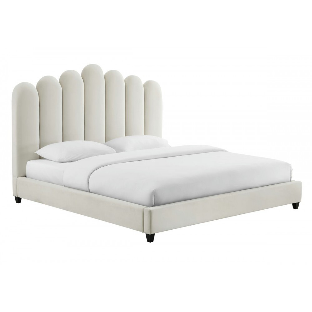 TOV Furniture Celine Cream Velvet Bed in King TOV Furniture Celine Cream Velvet Bed in King