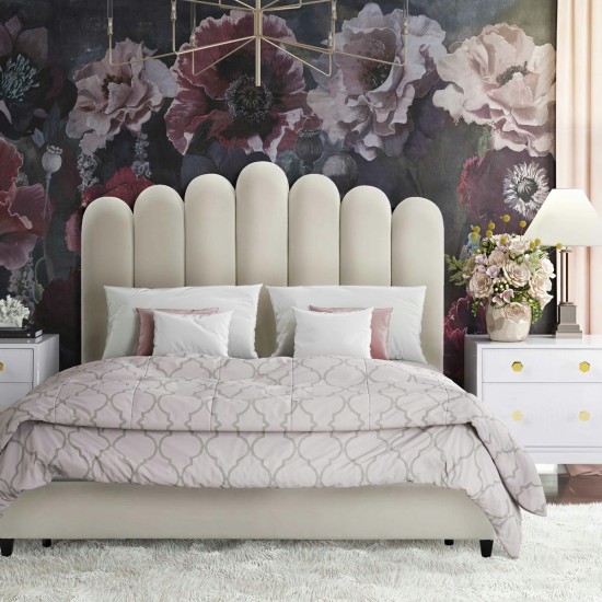 TOV Furniture Celine Cream Velvet Bed in King