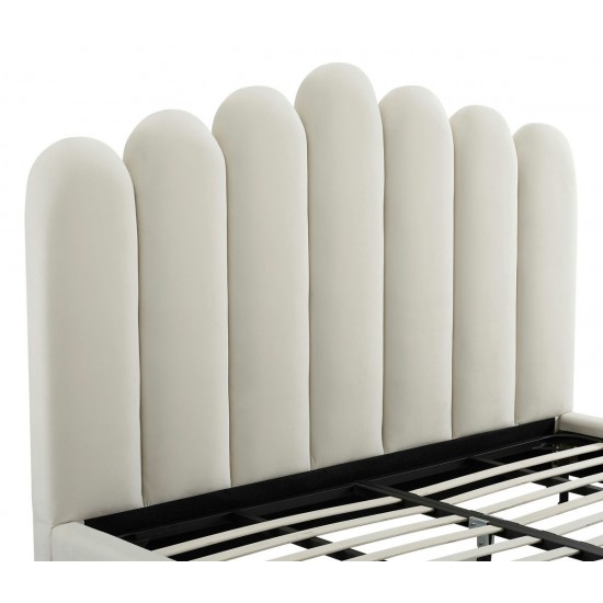 TOV Furniture Celine Cream Velvet Bed in King