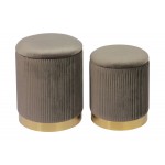 TOV Furniture Channeled Grey Velvet Storage Ottomans - Set of 2