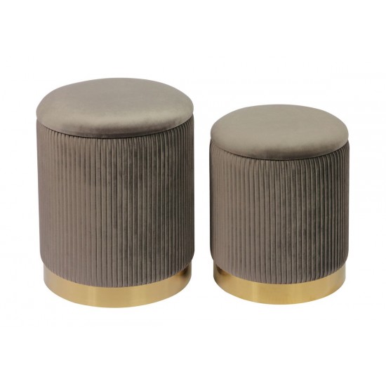 TOV Furniture Channeled Grey Velvet Storage Ottomans - Set of 2