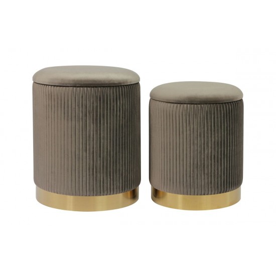 TOV Furniture Channeled Grey Velvet Storage Ottomans - Set of 2