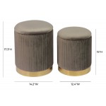 TOV Furniture Channeled Grey Velvet Storage Ottomans - Set of 2