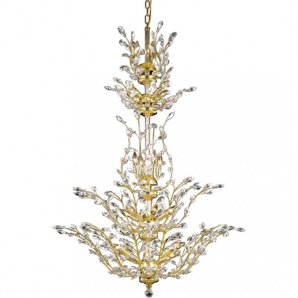 Elegant Lighting Orchid 25 Light Gold Chandelier Clear Swarovski Elements Crystal