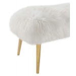 TOV Furniture Churra White Sheepskin Bench with Gold Legs