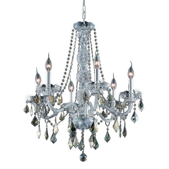 Elegant Lighting Verona 6 Light Chrome Chandelier Golden Teak (Smoky) Swarovski Elements Crystal