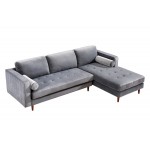 TOV Furniture Como Grey Velvet Sectional RAF