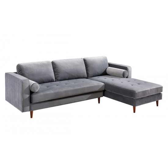 TOV Furniture Como Grey Velvet Sectional RAF