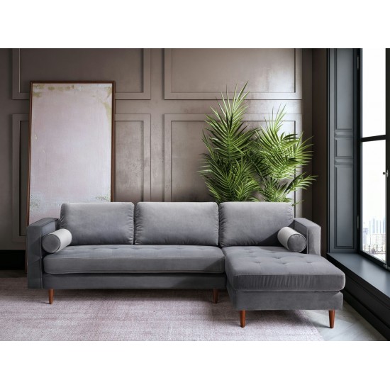 TOV Furniture Como Grey Velvet Sectional RAF