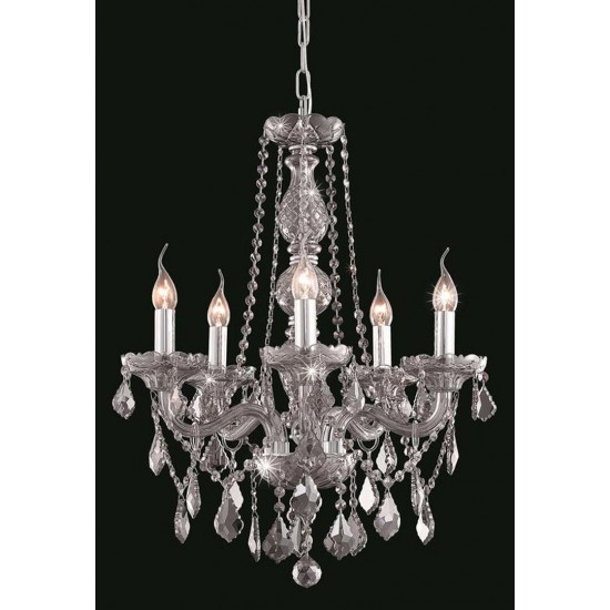 Elegant Lighting Verona 5 Light Silver Shade Chandelier Silver Shade (Grey) Swarovski Elements Crystal