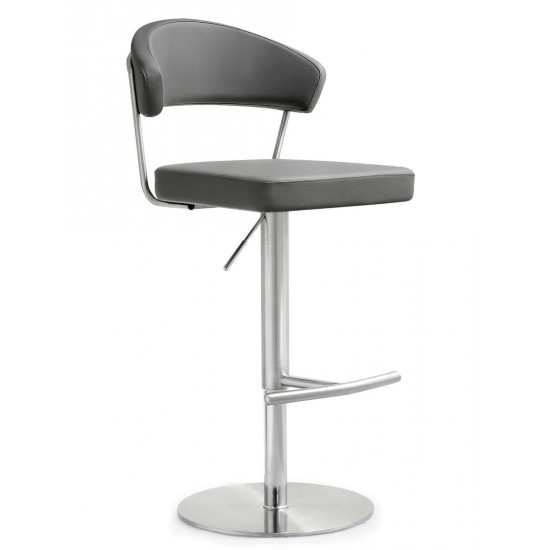 TOV Furniture Cosmo Grey Stainless Steel Barstool