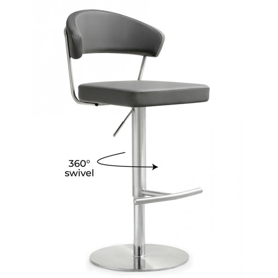 TOV Furniture Cosmo Grey Stainless Steel Barstool