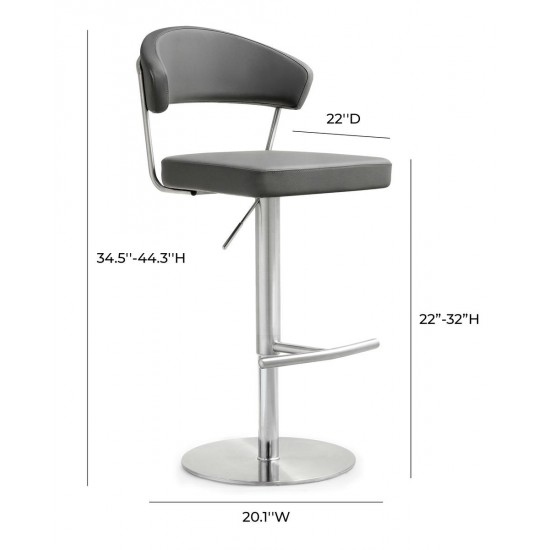 TOV Furniture Cosmo Grey Stainless Steel Barstool