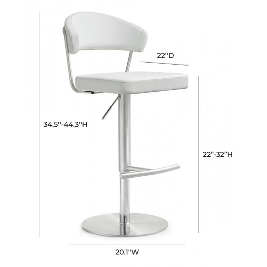 TOV Furniture Cosmo White Stainless Steel Barstool