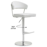 TOV Furniture Cosmo White Stainless Steel Barstool