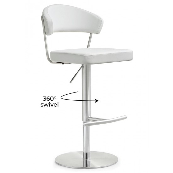 TOV Furniture Cosmo White Stainless Steel Barstool