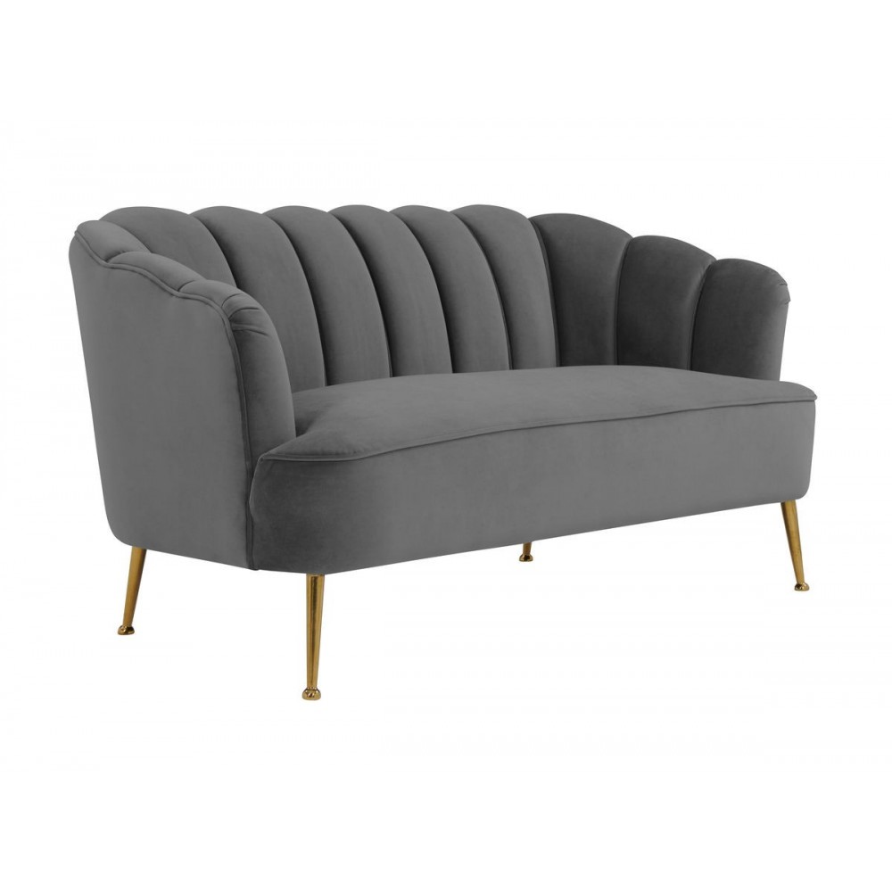 TOV Furniture Daisy Grey Velvet Settee