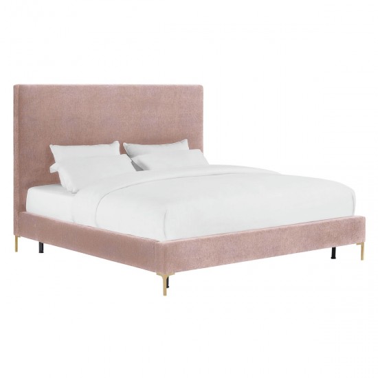 TOV Furniture Delilah Blush Textured Velvet Bed in Queen