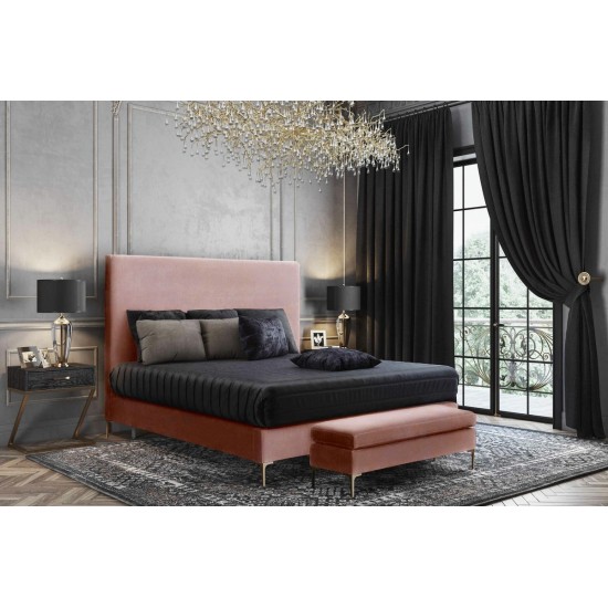 TOV Furniture Delilah Blush Textured Velvet Bed in Queen