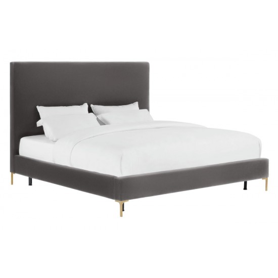 TOV Furniture Delilah Grey Velvet Bed in King