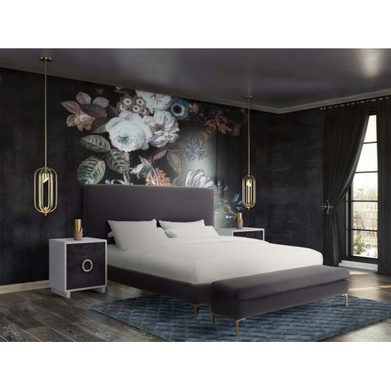 TOV Furniture Delilah Grey Velvet Bed in King