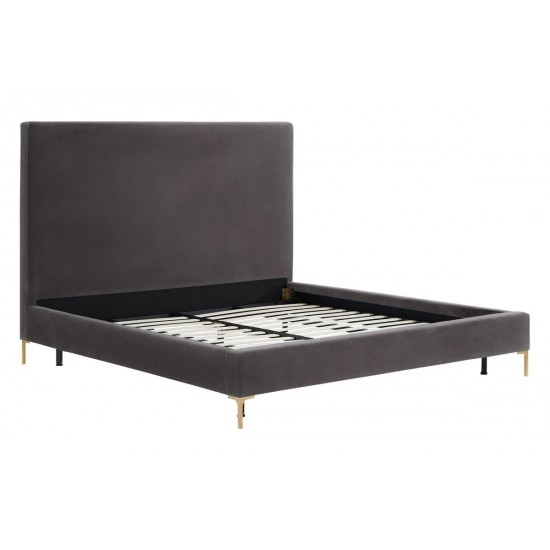 TOV Furniture Delilah Grey Velvet Bed in King