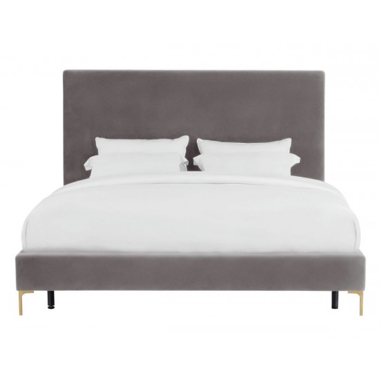 TOV Furniture Delilah Grey Velvet Bed in King