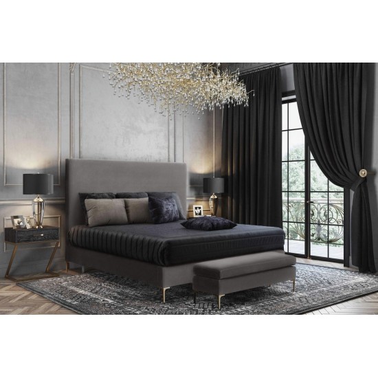 TOV Furniture Delilah Grey Velvet Bed in King