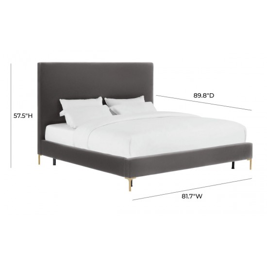 TOV Furniture Delilah Grey Velvet Bed in King