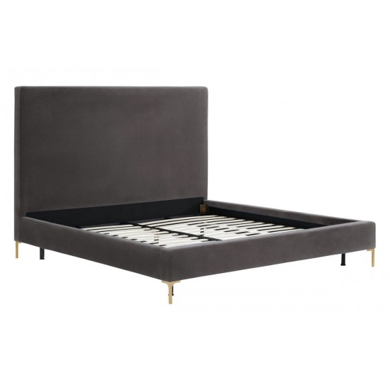 TOV Furniture Delilah Grey Velvet Bed in Queen
