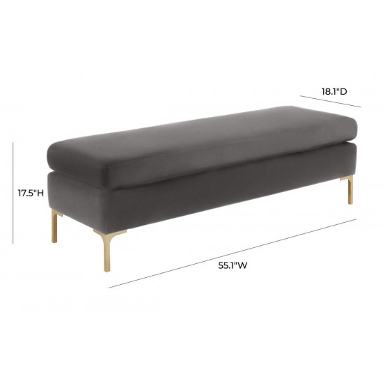 TOV Furniture Delilah Grey Velvet Bench