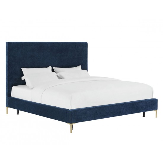 TOV Furniture Delilah Navy Textured Velvet Bed in King