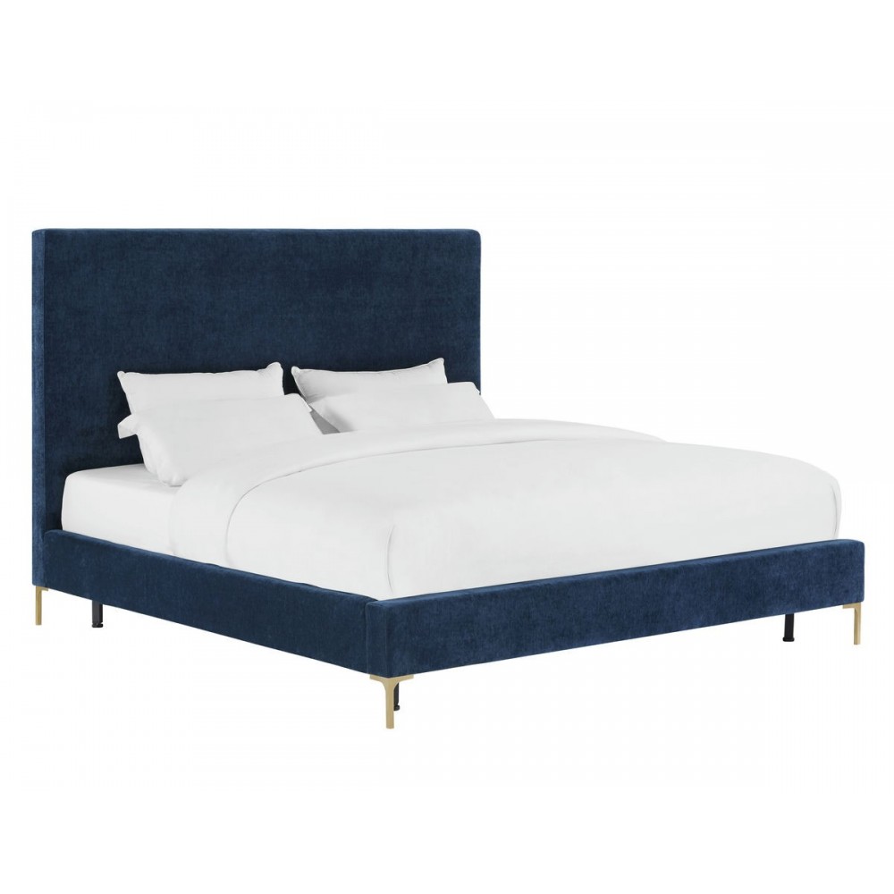 TOV Furniture Delilah Navy Textured Velvet Bed in King