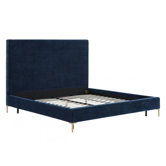 TOV Furniture Delilah Navy Textured Velvet Bed in King