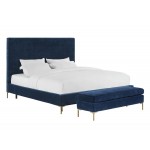 TOV Furniture Delilah Navy Textured Velvet Bed in King