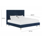 TOV Furniture Delilah Navy Textured Velvet Bed in King