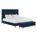 TOV Furniture Delilah Navy Textured Velvet Bed in Queen