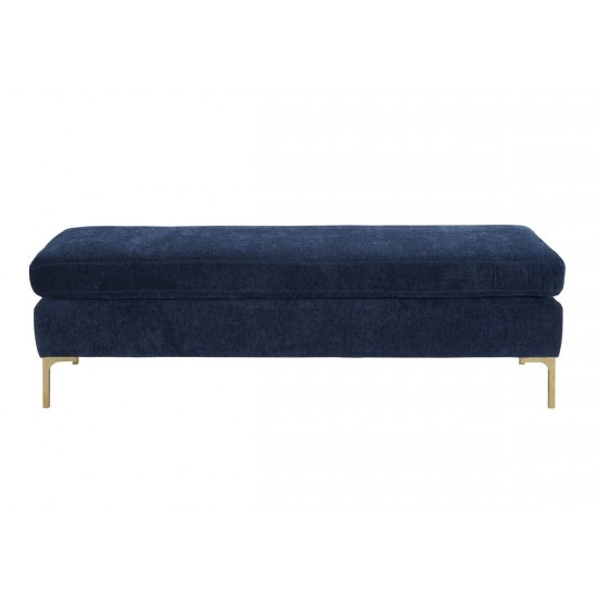 TOV Furniture Delilah Navy Textured Velvet Bench