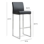 TOV Furniture Denmark Black Stainless Steel Barstool (Set of 2)